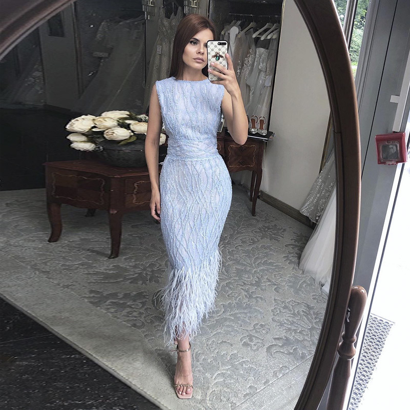 Party Dresses Sharon Said Elegant Light Blue Lace Midi Evening Dress with Feathers Beading Women Black Formal for Wedding SS499 221119
Party Dresses Sharon Said Elegant Light Blue Lace Midi Evening Dress with Feathers Beading Women Black Formal for Wedding SS499 221119