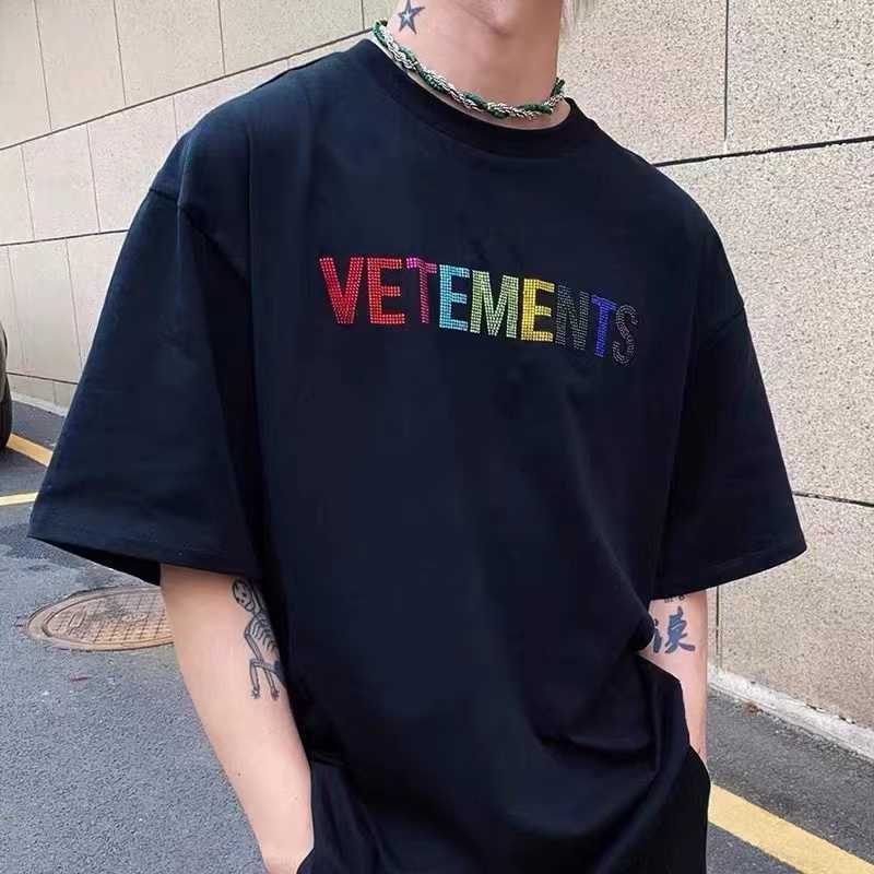 Men's T-Shirts VTM Weitemeng 2022 New Colorful Hot Diamond Rhinestones Loose Short Sleeve T-shirts for Men and Women T221012