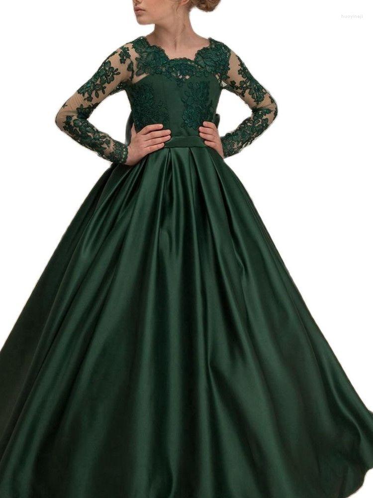 Girl Dresses Satin Dark Green Ball Gown Kids Pageant Dress With Lace Long Sleeves For Girls Aged 2-14 Years, All ivory
Girl Dresses Satin Dark Green Ball Gown Kids Pageant Dress With Lace Long Sleeves For Girls Aged 2-14 Years, All ivory