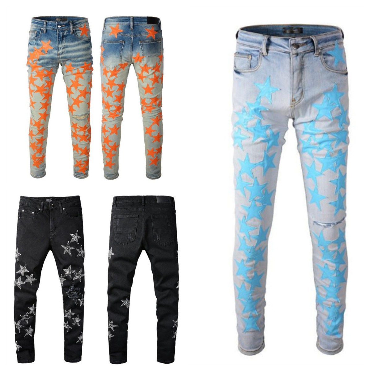 Motorcycle mens jeans Rock jean Skinny Slim Ripped Holes Letters Brand Hip Hop biker solid color fashion casual man trousers Star pattern patchwork Designer Jeans 
Motorcycle mens jeans Rock jean Skinny Slim Ripped Holes Letters Brand Hip Hop biker solid color fashion casual man trousers Star pattern patchwork Designer Jeans