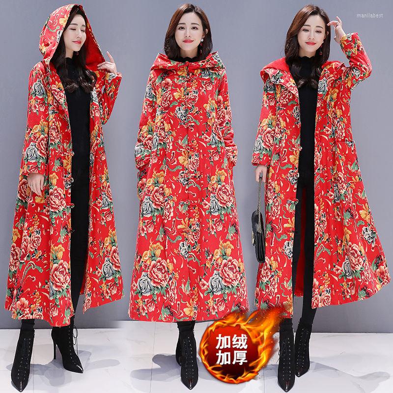 Women's Trench Coats Chinese Style Vintage Hooded Jacket Thicken Mid-length Windbreaker Autumn Winter Women Casual Ethnic Harajuku Printing, Red
Women's Trench Coats Chinese Style Vintage Hooded Jacket Thicken Mid-length Windbreaker Autumn Winter Women Casual Ethnic Harajuku Printing, Red