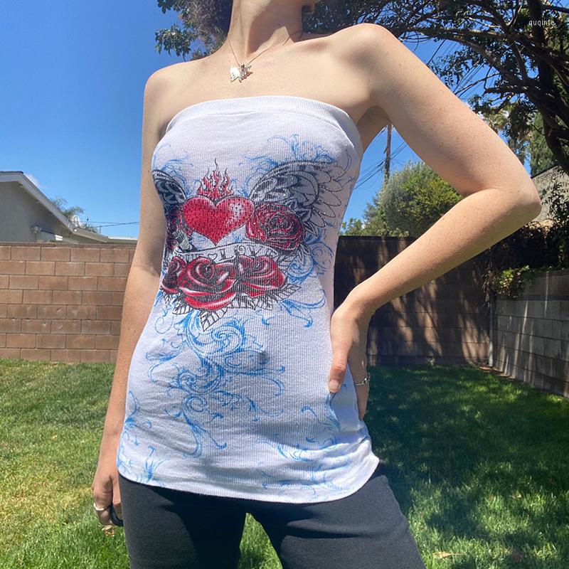 Women' Tanks Women' Long T-shirt Sleeveless Strapless Rose Heart Print Stretchy Bandeau Tops Tube Top Streetwear Y2k Summer Camis, White
Women' Tanks Women' Long T-shirt Sleeveless Strapless Rose Heart Print Stretchy Bandeau Tops Tube Top Streetwear Y2k Summer Camis, White