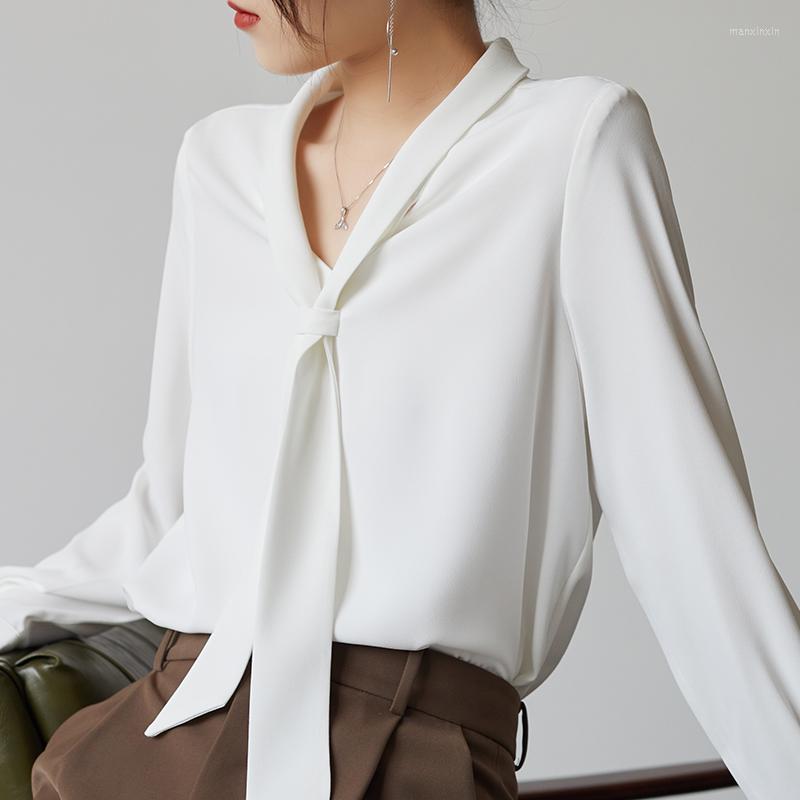 Women' Blouses White Long Sleeve Shirt Women' 2022 Autumn V-neck Pullover Blouse Spliced Black Apricot Bow Elegant Tops Ladies Solid
Women' Blouses White Long Sleeve Shirt Women' 2022 Autumn V-neck Pullover Blouse Spliced Black Apricot Bow Elegant Tops Ladies Solid
