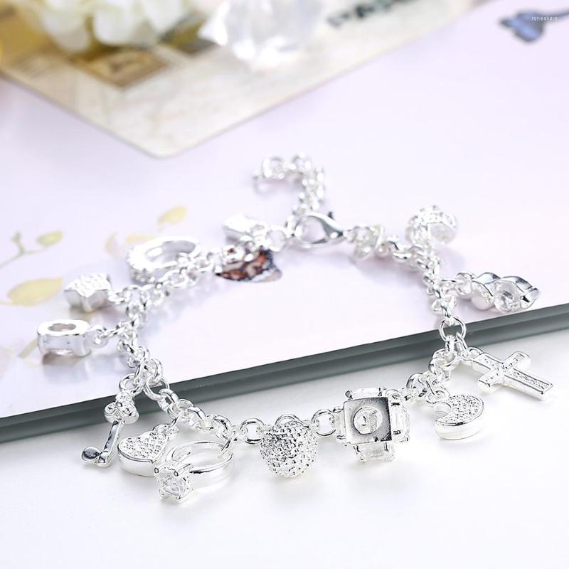 Link Bracelets Fashion Fine Zircon Heart Key Pendant Chain 925 Stamped Bracelet For Woman Party Gift Classic Brands Jewelry
Link Bracelets Fashion Fine Zircon Heart Key Pendant Chain 925 Stamped Bracelet For Woman Party Gift Classic Brands Jewelry