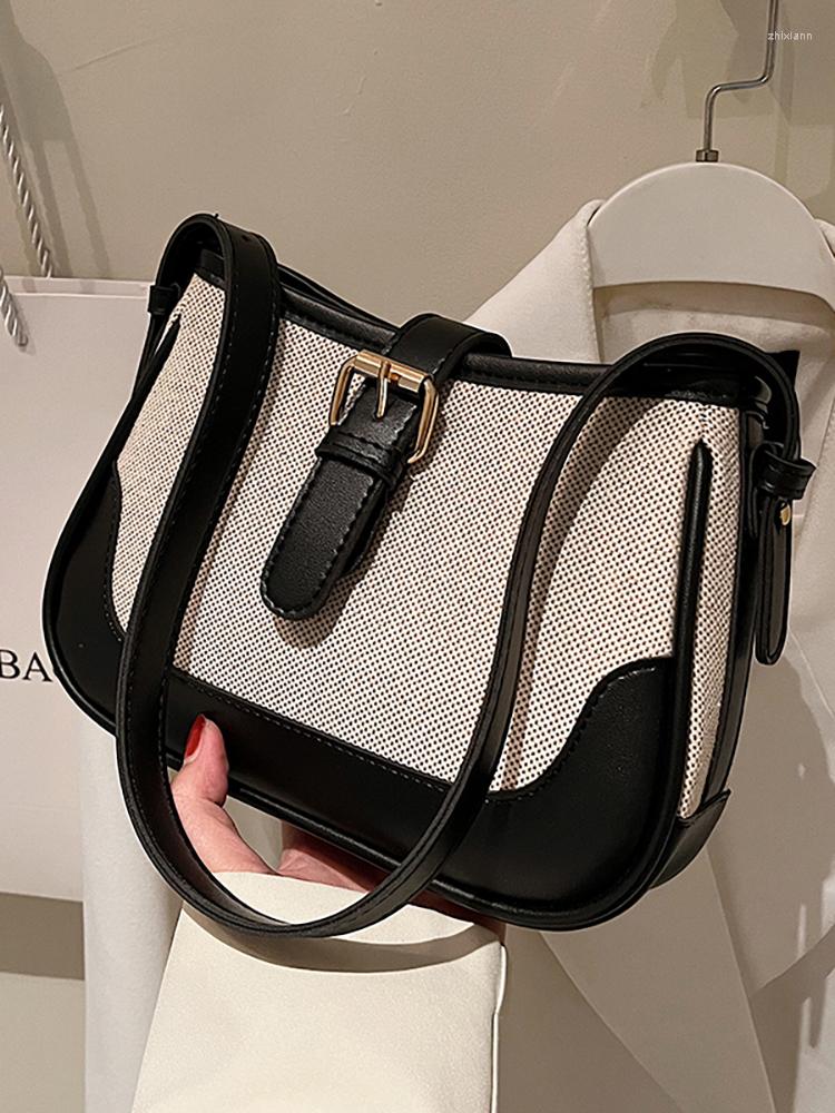 Evening Bags Simple Contrast Canvas For Women Designer Underarm Women's Shoulder Crossbody Female Handbags Trend, Black
Evening Bags Simple Contrast Canvas For Women Designer Underarm Women's Shoulder Crossbody Female Handbags Trend, Black