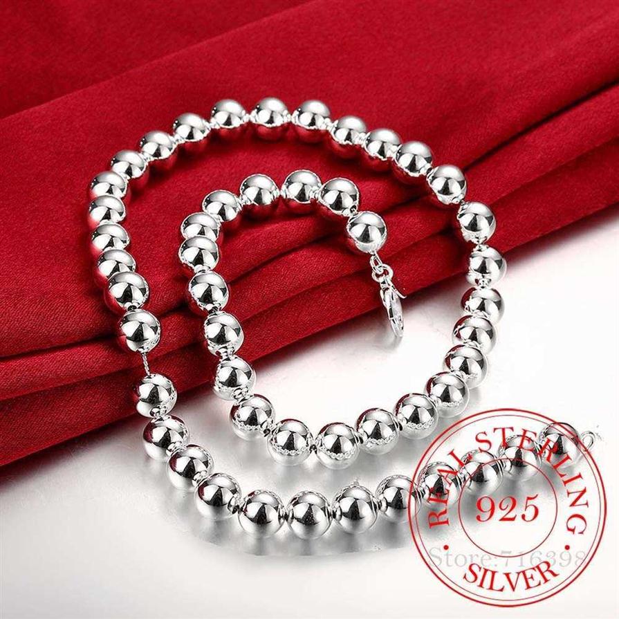 Designer Necklace 925 Sterling Silver 4mm 8mm 10mm Smooth Beads Ball Chain For Women Trendy Wedding Engagement Jewelry Drop302U