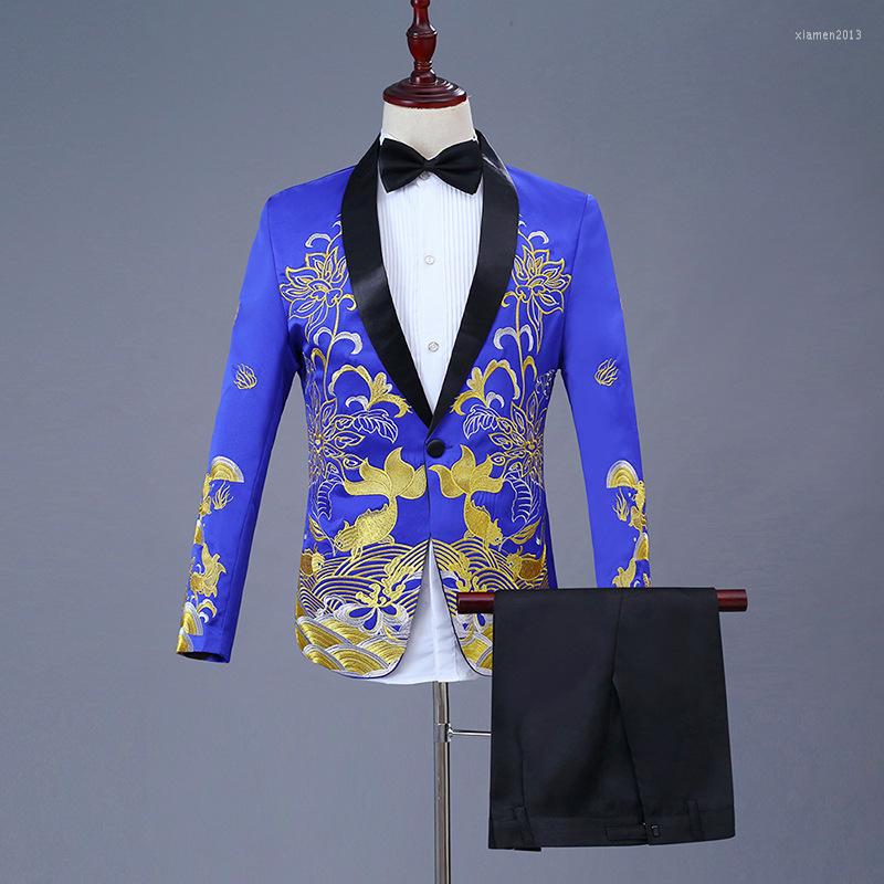 Men's Suits Classic Embroidery Suit Men Party Wedding Groom Prom Dress Mens Blue Jacquard With Pants DJ Stage Clothes For Singers, Black
Men's Suits Classic Embroidery Suit Men Party Wedding Groom Prom Dress Mens Blue Jacquard With Pants DJ Stage Clothes For Singers, Black