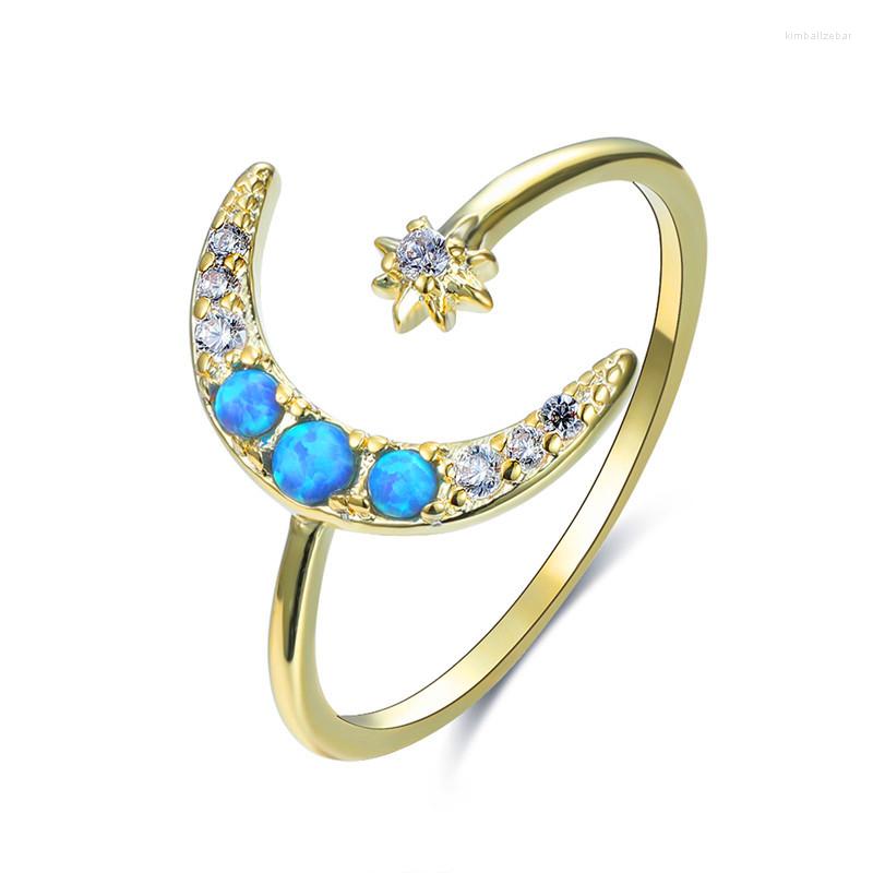 Wedding Rings Blue/White Fire Opal Star Moon Opening For Women Yellow Gold Filled CZ Stone Crescent Ring Female Party Jewelry
Wedding Rings Blue/White Fire Opal Star Moon Opening For Women Yellow Gold Filled CZ Stone Crescent Ring Female Party Jewelry