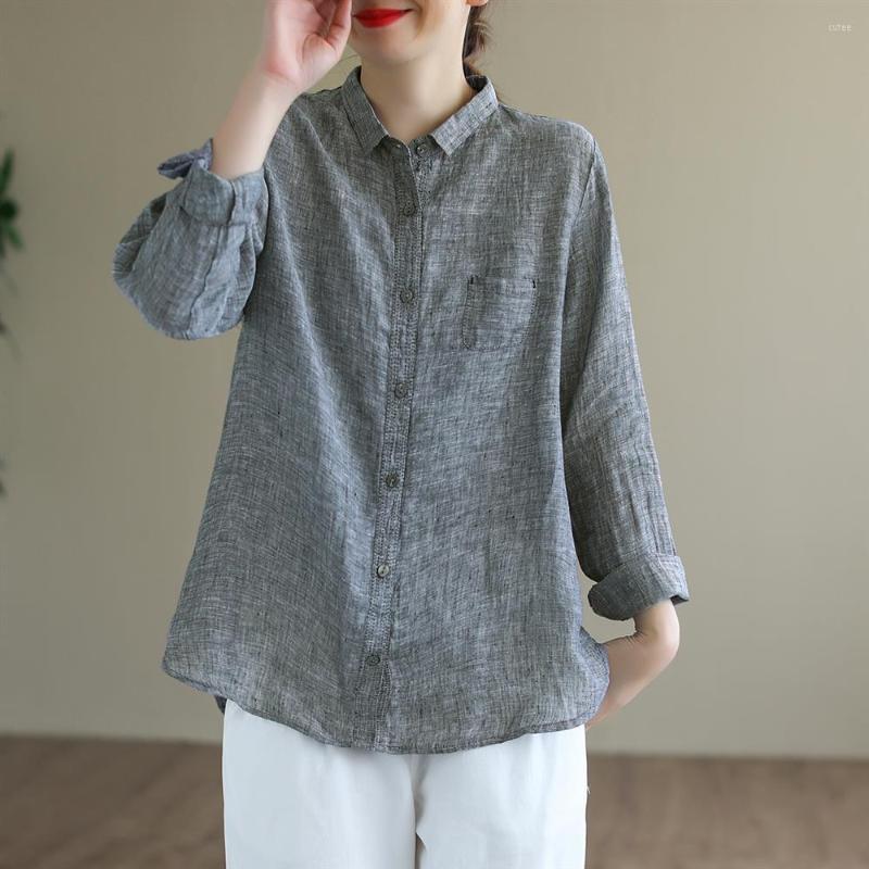 Women's Blouses Spring Autumn Cotton Linen Loose Grey Shirts For Women Turn-down Collar Female Tops
Women's Blouses Spring Autumn Cotton Linen Loose Grey Shirts For Women Turn-down Collar Female Tops