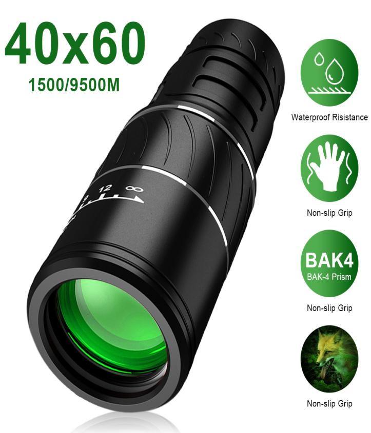 Telescopes 40X60 HD Powerful 9500M Optics BAK4 Night Vision Monocular Portable High Power For Hunting Bird Watching 221114
Telescopes 40X60 HD Powerful 9500M Optics BAK4 Night Vision Monocular Portable High Power For Hunting Bird Watching 221114
