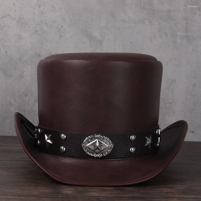 Berets 3 Size Leather Top Hat Women Men President Flat Fedoras Magic Steampunk Cosplay Party Caps Dropshiping, Cofee-ganban
Berets 3 Size Leather Top Hat Women Men President Flat Fedoras Magic Steampunk Cosplay Party Caps Dropshiping, Cofee-ganban