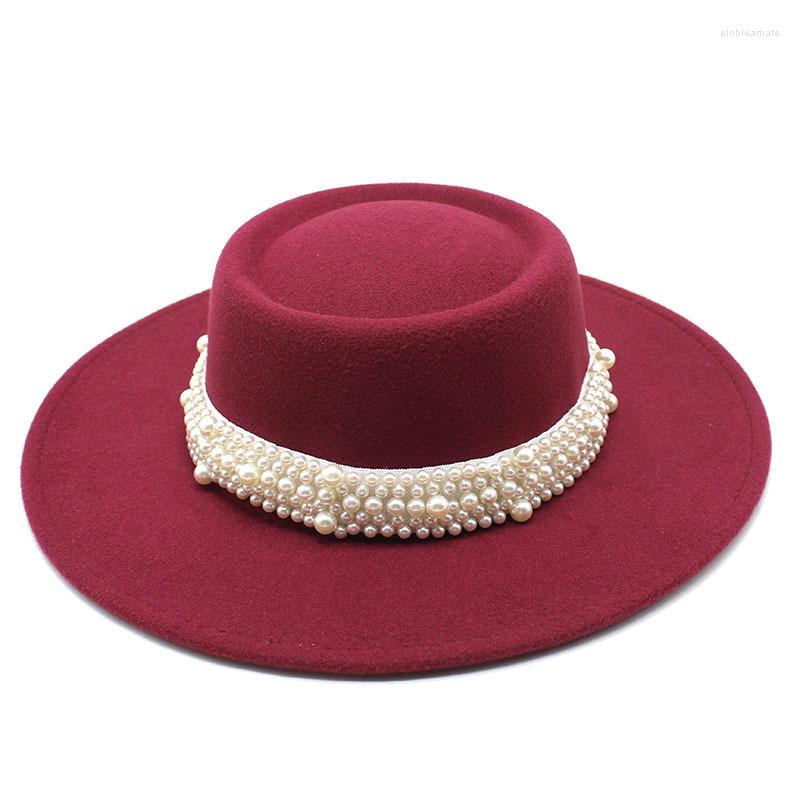 Berets Round Flat Hat Women's Concave-convex Top Pearl Fedora Autumn And Winter Wool Felt Big Brim Men Women, Black
Berets Round Flat Hat Women's Concave-convex Top Pearl Fedora Autumn And Winter Wool Felt Big Brim Men Women, Black