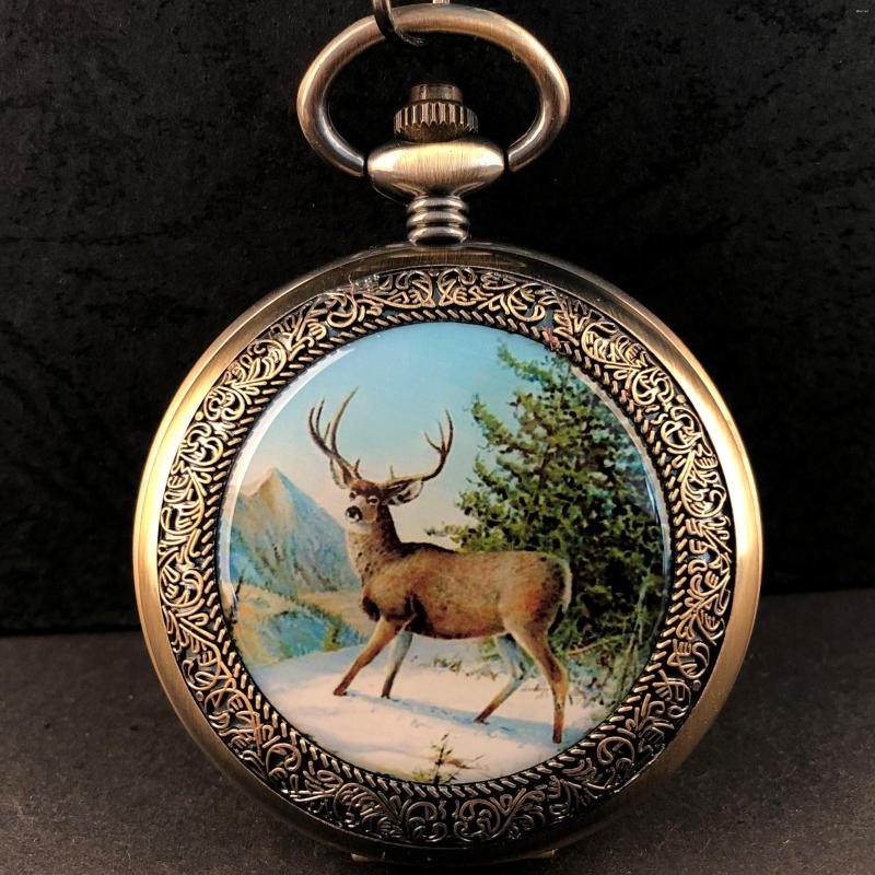Pocket Watches Fashion Brand Mechanical Skeleton Clock Retro Walking Elk Deer Hand Winding Watch Fob Chain Male Female Gift, Brown
Pocket Watches Fashion Brand Mechanical Skeleton Clock Retro Walking Elk Deer Hand Winding Watch Fob Chain Male Female Gift, Brown