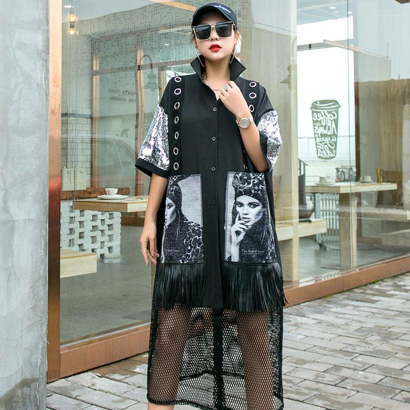 Women's Trench Coats Black Mesh Sequins Coat For Women Street Style Clothes Patches Designs And Tassel Ladies Sequin Sleeve Windbreaker
Women's Trench Coats Black Mesh Sequins Coat For Women Street Style Clothes Patches Designs And Tassel Ladies Sequin Sleeve Windbreaker