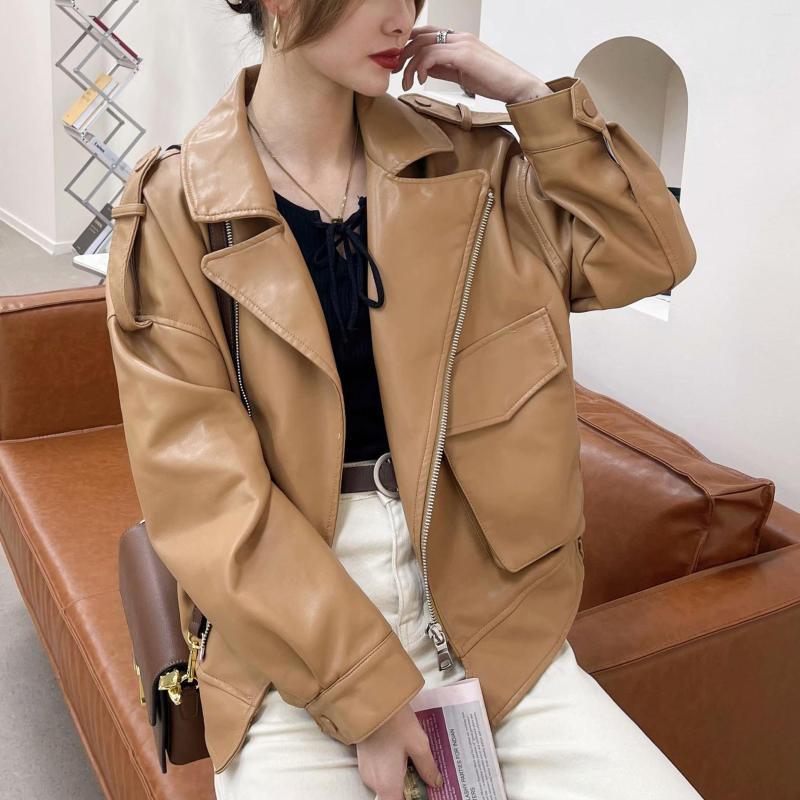 Women' Leather PU Faux Jacket Women Loose Sashes Casual Biker Jackets Outwear Female Tops BF Style Black Coat 2022, Yll2113 brown
Women' Leather PU Faux Jacket Women Loose Sashes Casual Biker Jackets Outwear Female Tops BF Style Black Coat 2022, Yll2113 brown
