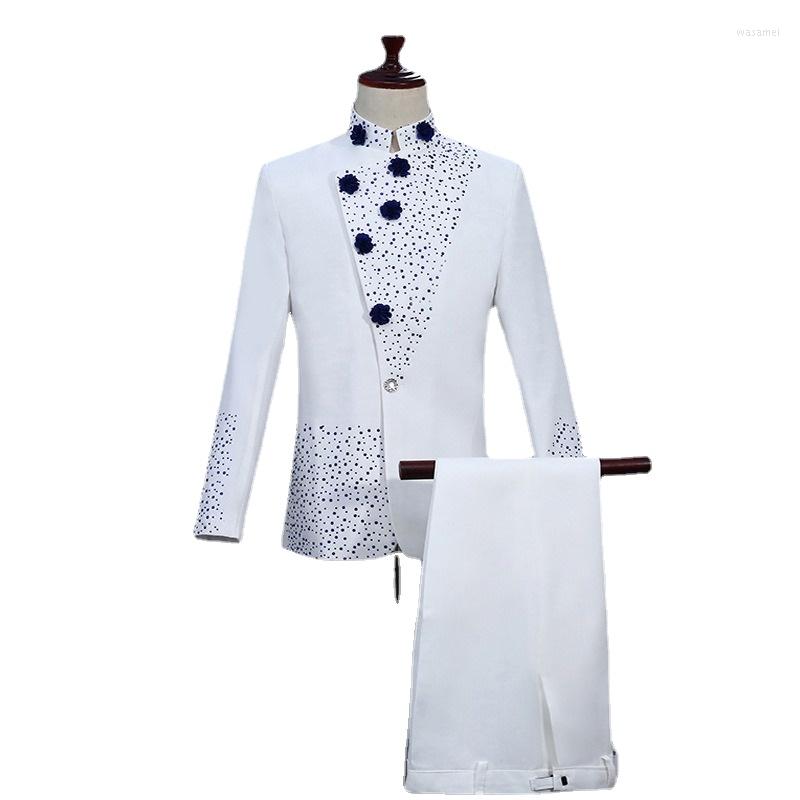 Men' Suits White Men 2 Pieces Set Wedding For Retro Zhongshan Suit Chinese Style Dress Diamond-inlaid Men' Blazer
Men' Suits White Men 2 Pieces Set Wedding For Retro Zhongshan Suit Chinese Style Dress Diamond-inlaid Men' Blazer