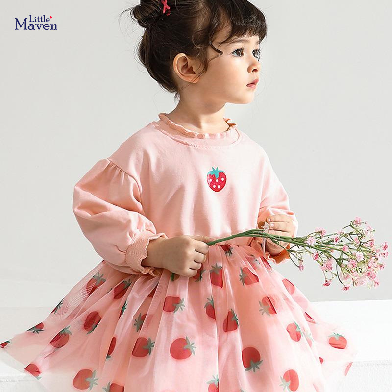 Children's princess dress Autumn and winter kids clothing Strawberry net yarn through girl's dresses