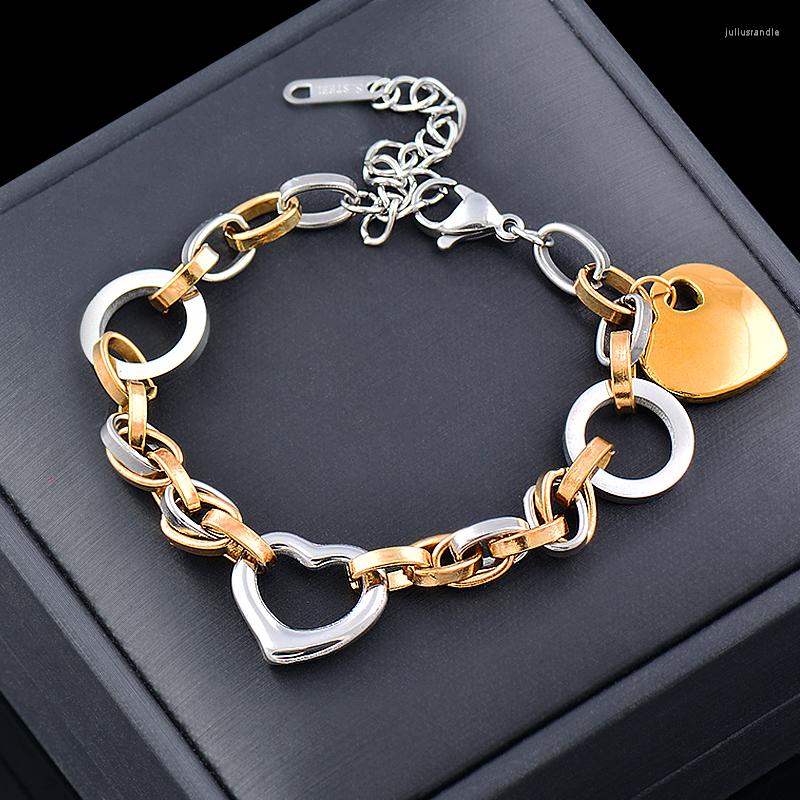 Link Bracelets SINLEERY 316L Stainless Steel Heart Charm Bracelet For Women Gold Silver Color Hip Hop Jewelry Fashion Accessories SL530 SSB
Link Bracelets SINLEERY 316L Stainless Steel Heart Charm Bracelet For Women Gold Silver Color Hip Hop Jewelry Fashion Accessories SL530 SSB