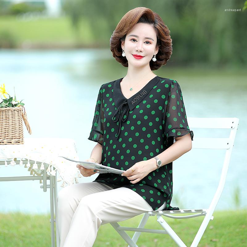 Women's Blouses Summer Style Shirts Womens Clothing Bow Lace Up Polka Dot Short Sleeve Middle Aged Mother Tops Blusas Mujer, Green
Women's Blouses Summer Style Shirts Womens Clothing Bow Lace Up Polka Dot Short Sleeve Middle Aged Mother Tops Blusas Mujer, Green