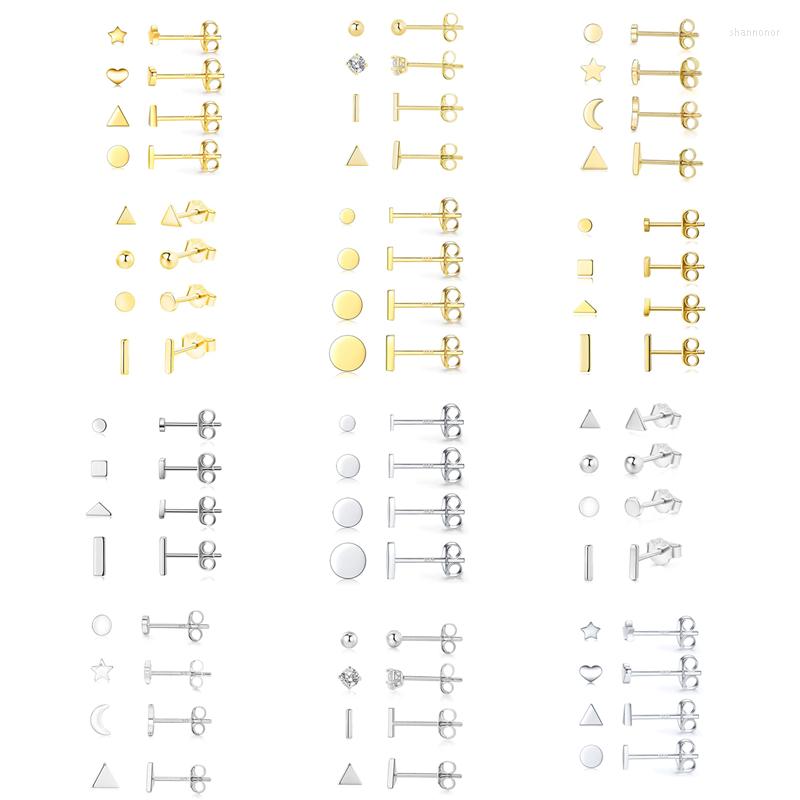 Stud Earrings CANNER 4pieces/set Mini 925 Sterling Silver Gold Plated Ear For Women Cubic Zirconia Piercing Earings Fine Jewelry 
Stud Earrings CANNER 4pieces/set Mini 925 Sterling Silver Gold Plated Ear For Women Cubic Zirconia Piercing Earings Fine Jewelry