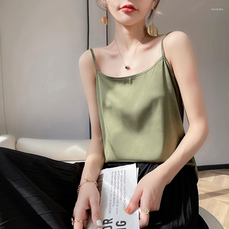 Women's Tanks Thin Ultra Light Ladies Basic Silk Suspenders Satin Vest Summer Wild Pullover Tops Women One Word Collar Fashion Sexy 2022, Bean paste green
Women's Tanks Thin Ultra Light Ladies Basic Silk Suspenders Satin Vest Summer Wild Pullover Tops Women One Word Collar Fashion Sexy 2022, Bean paste green