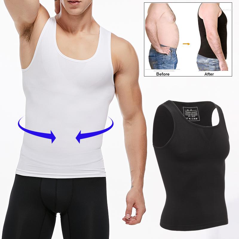 

Men's Body Shapers Mens Compression Shirt Slimming Shaper Vest To Hide Abdomen Shapewear Fit Abs Undershirts Summer Flat Belly Clothes