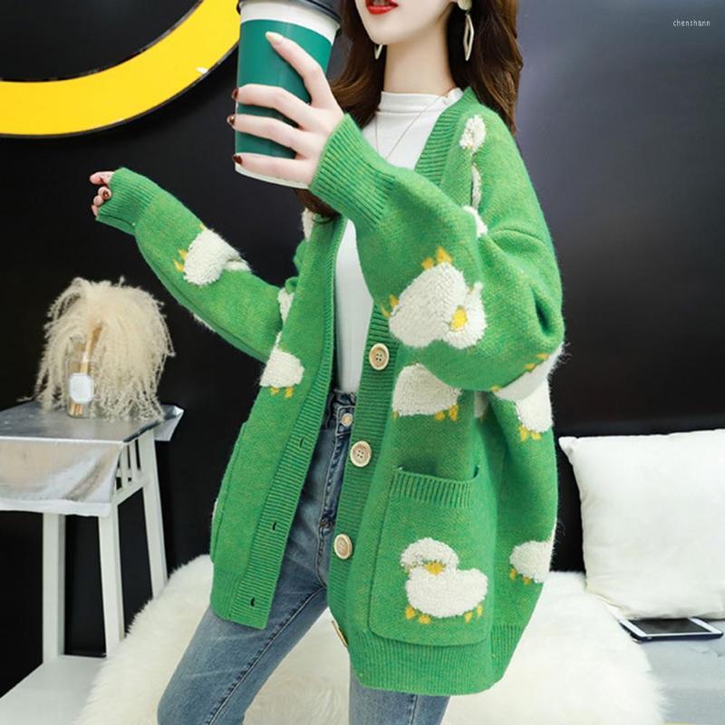Women's Knits V Neck Long Sleeves Two Pockets Ribbed Trim Knitted Coat Autumn Winter Cartoon Lamb Pattern Buttons Placket Sweater Cardigan, Green
Women's Knits V Neck Long Sleeves Two Pockets Ribbed Trim Knitted Coat Autumn Winter Cartoon Lamb Pattern Buttons Placket Sweater Cardigan, Green