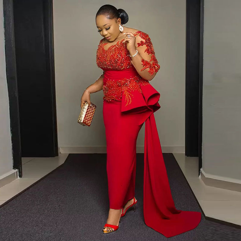 Party Dresses Plus Size Arabic Aso Ebi Prom Red Lace Appliques Sheer Long Sleeves Sheath Evening Gowns Sweep Train Women Dress 221119, Burgundy
Party Dresses Plus Size Arabic Aso Ebi Prom Red Lace Appliques Sheer Long Sleeves Sheath Evening Gowns Sweep Train Women Dress 221119, Burgundy