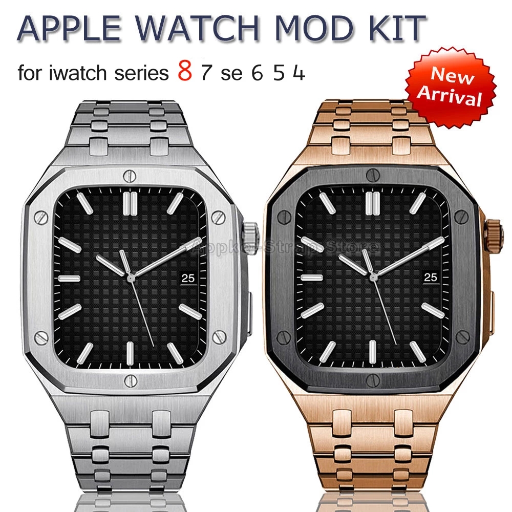 Luxury Case Modification Kit Strap For Apple Watch Band 8 7 45mm Refit Mod Metal steel for iWatch series 6 5 4 SE 44mm Bezel
Luxury Case Modification Kit Strap For Apple Watch Band 8 7 45mm Refit Mod Metal steel for iWatch series 6 5 4 SE 44mm Bezel