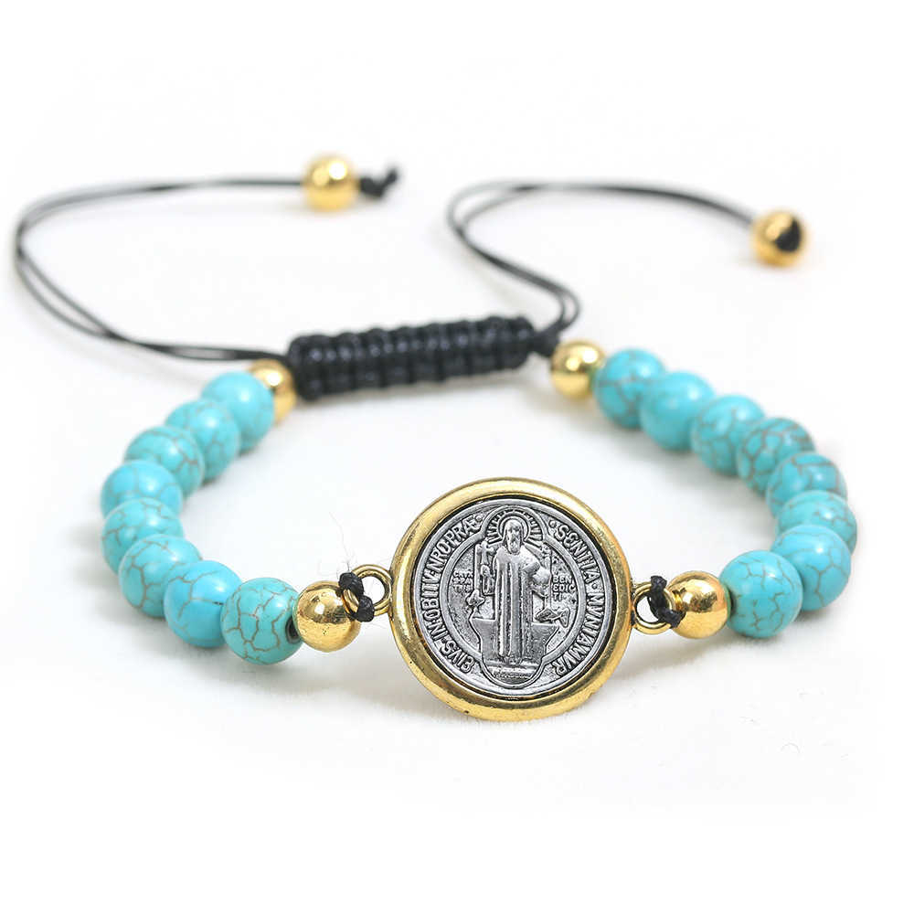 Catholic Adjustable Rope Saint Benedict Rosary Turquoise Beaded Bracelet Prayer Beads Bracelet
Catholic Adjustable Rope Saint Benedict Rosary Turquoise Beaded Bracelet Prayer Beads Bracelet