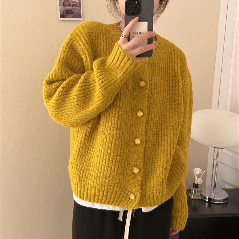 Women's Knits Yellow Knitted Cardigans Korean Loose Sweater Elegant Women Jackets Thickened Autumn Winter Knitwear Warm O-neck Casual O159, Beige
Women's Knits Yellow Knitted Cardigans Korean Loose Sweater Elegant Women Jackets Thickened Autumn Winter Knitwear Warm O-neck Casual O159, Beige