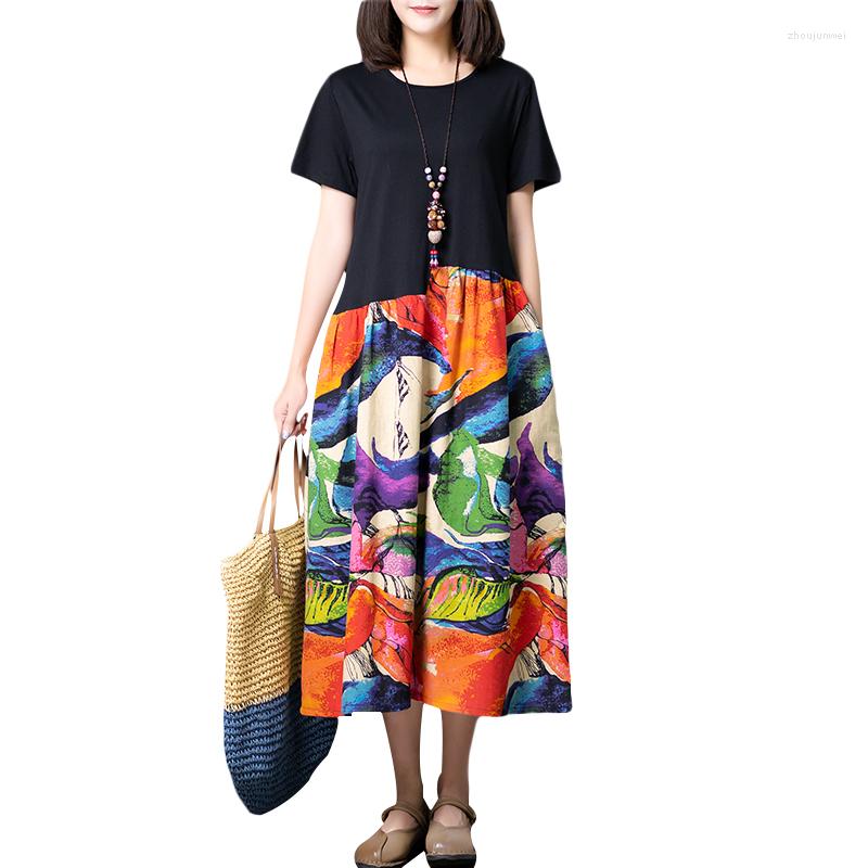 Party Dresses Spring Vestidos Retro Literary Large Size Women Loose Short Sleeve Splice Contrast Cotton Linen O-Neck Printed Dress D211, Photo color
Party Dresses Spring Vestidos Retro Literary Large Size Women Loose Short Sleeve Splice Contrast Cotton Linen O-Neck Printed Dress D211, Photo color