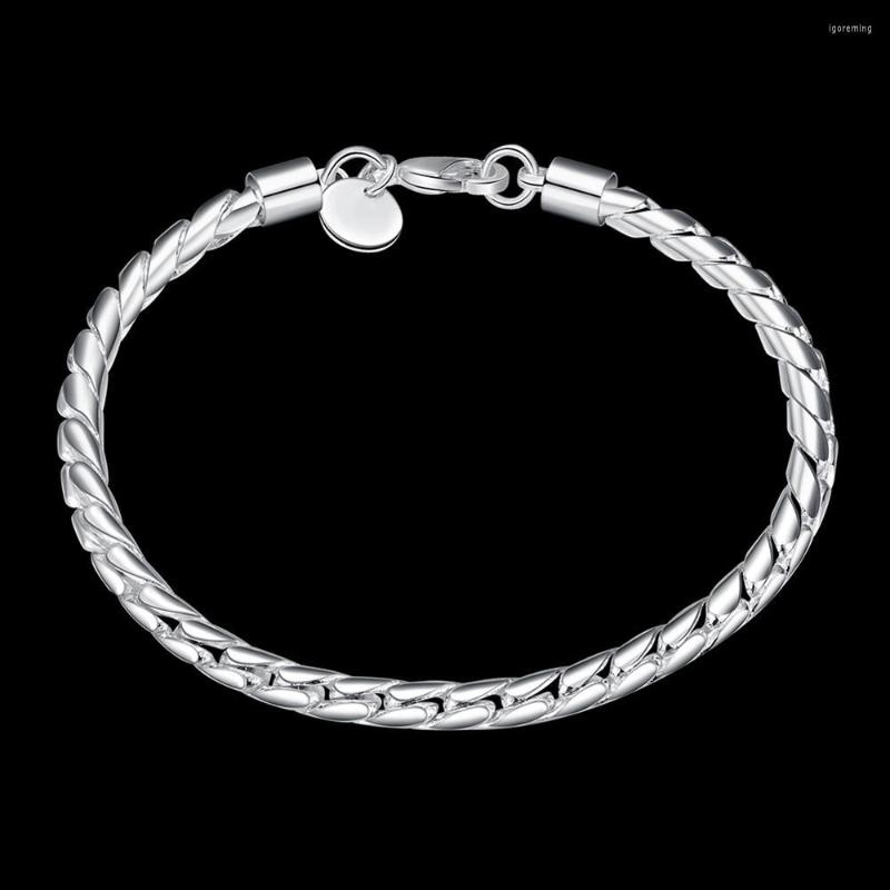 Link Bracelets Wholesale Fashion Fine 4MM Twisted Rope Chain 925 Stamped Bracelet For Men's Woman Brands Jewelry Wedding Party Gifts