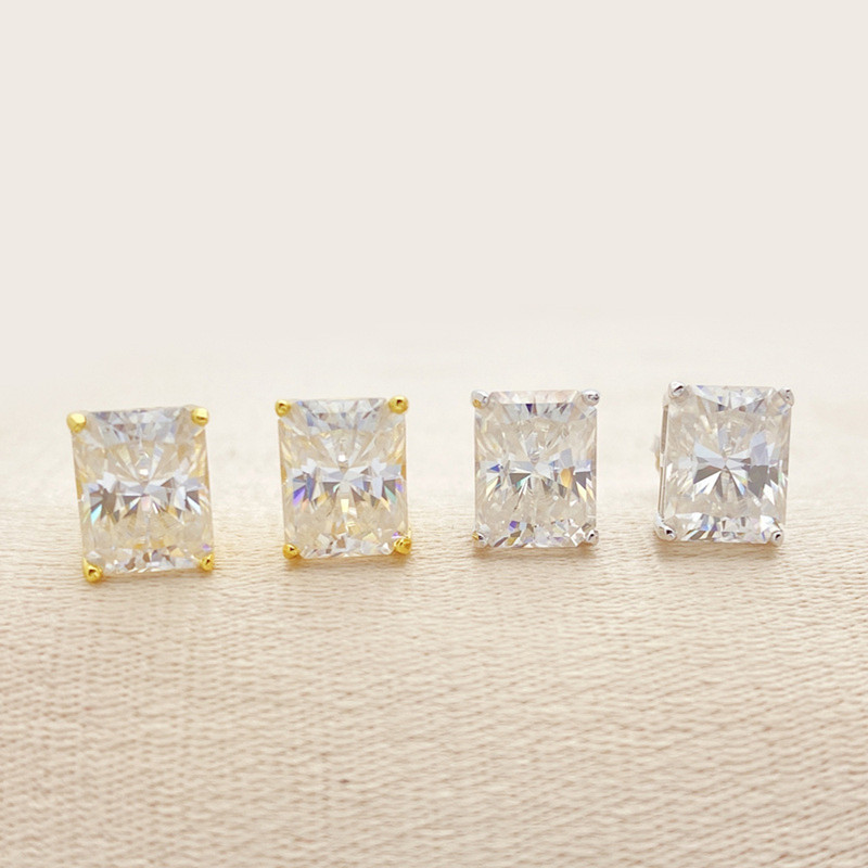 S Sterg Sier Test Dia Pass Moissanite Studs Earrings Men Women Nice Gift for Friends