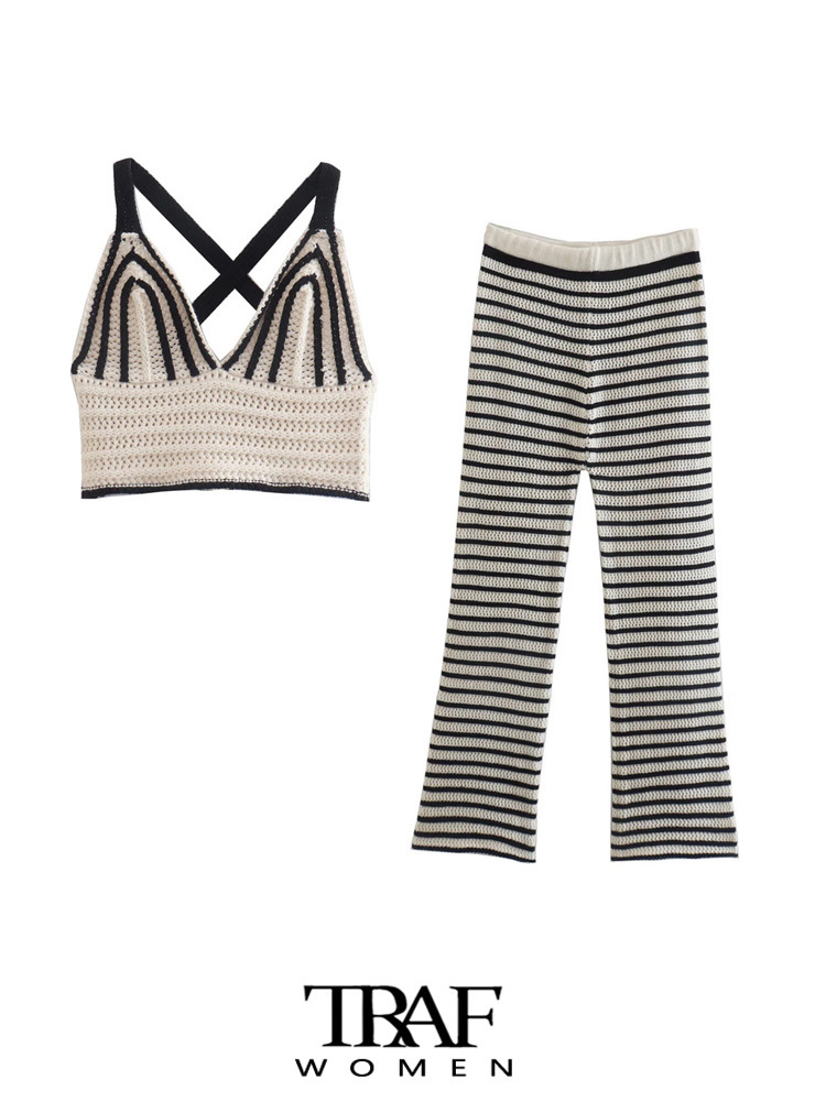 Women Two Piece Pants TRAF Women Fashion Striped Knit Crop Tank Tops And High Elastic Waist Knitted Ankle Female Sets Mujer 221119, As picture
Women Two Piece Pants TRAF Women Fashion Striped Knit Crop Tank Tops And High Elastic Waist Knitted Ankle Female Sets Mujer 221119, As picture