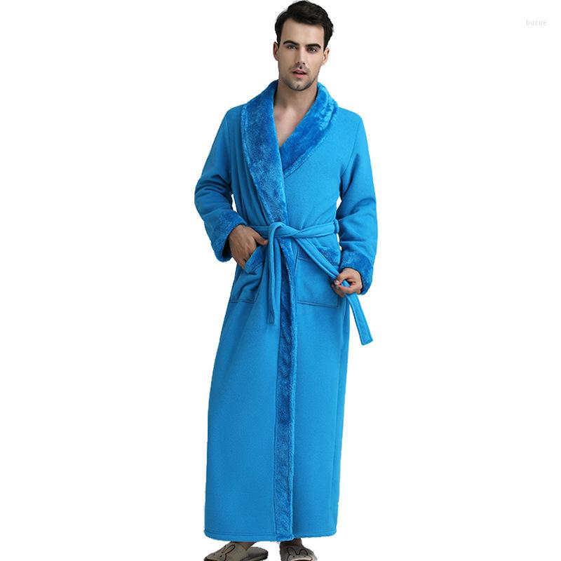 Men's Sleepwear Men Long Flannel Warm Robe Gown Winter Kimono Bathrobe Casual Night Full Sleeve Loose Nightwear, Blue
Men's Sleepwear Men Long Flannel Warm Robe Gown Winter Kimono Bathrobe Casual Night Full Sleeve Loose Nightwear, Blue