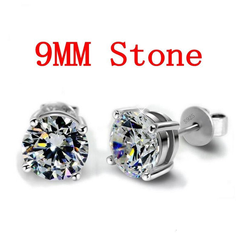 Stud Trendy 5mm9mm Lab Diamond Earring 100% Real 925 sterling silver Jewelry Engagement Wedding Earrings for Women men Bijou 221119
