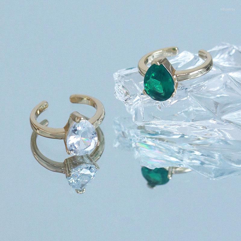 Backs Earrings SRCOI Trendy Green Transparent Zircon Ear Bone Clip Simple Temperament No Pierced Earring Women Jewelry Accessories