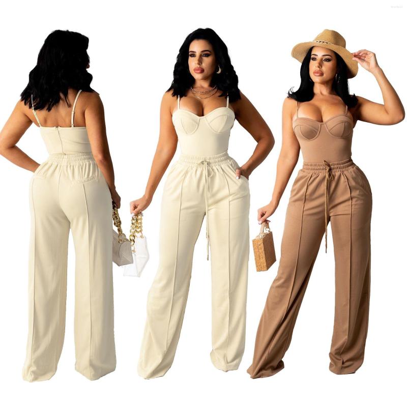 Women' Two Piece Pants RStylish 2022 Summer Solid Color Sexy Spaghetti Strap Crop Top Wide Leg Long Women 2 Set, As shown b
Women' Two Piece Pants RStylish 2022 Summer Solid Color Sexy Spaghetti Strap Crop Top Wide Leg Long Women 2 Set, As shown b