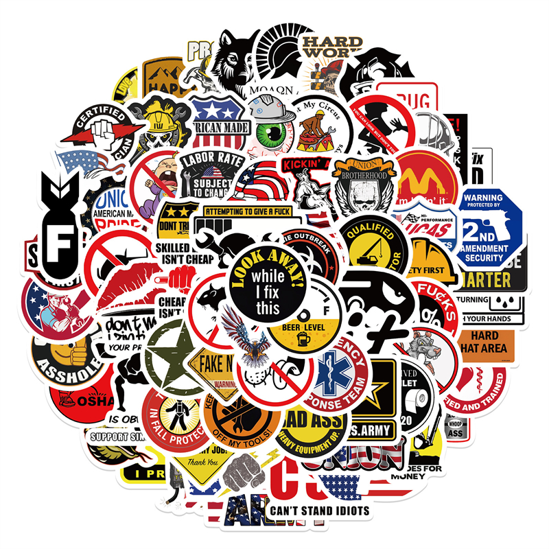 98Pcs Funny Hard Hat Sticker Helmet Graffiti Stickers for DIY Luggage Laptop Skateboard Motorcycle Bicycle Stickers