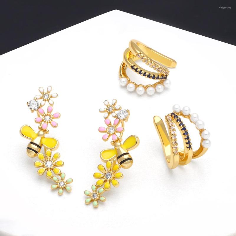 Backs Earrings FLOLA Enamel Little Bee Clip For Women Girls Copper CZ Crystal Pin Pearl Gold Plated Jewelry Ersa083
Backs Earrings FLOLA Enamel Little Bee Clip For Women Girls Copper CZ Crystal Pin Pearl Gold Plated Jewelry Ersa083