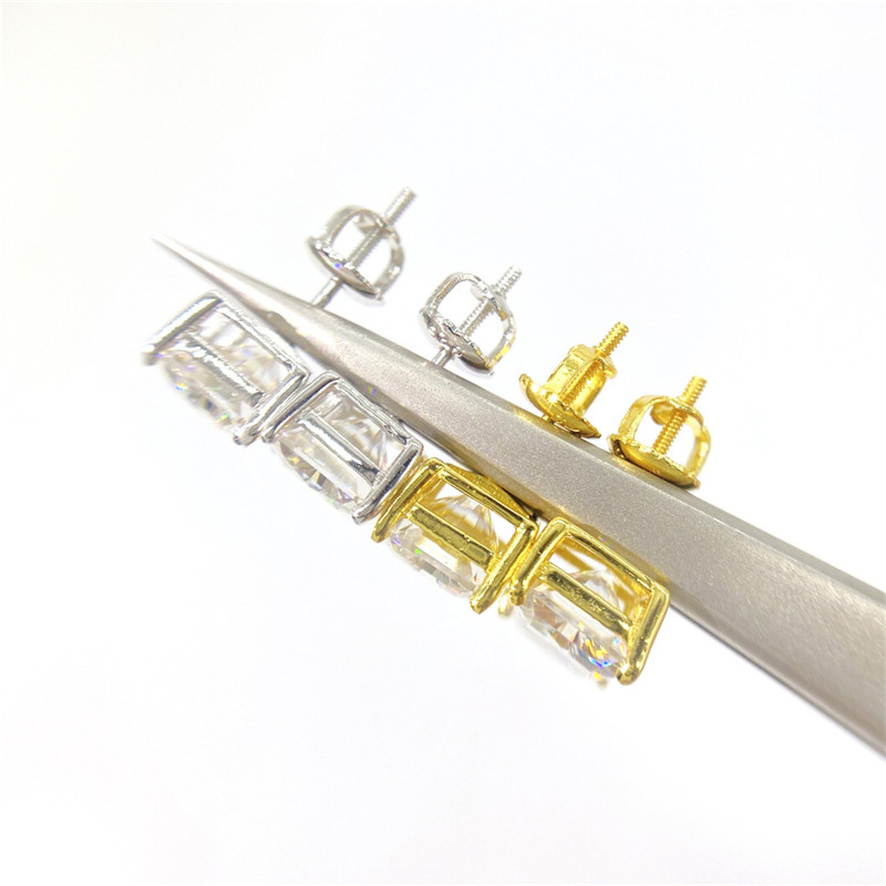 S Sterg Sier Test Dia Pass Moissanite Studs Earrings Men Women Nice Gift for Friends