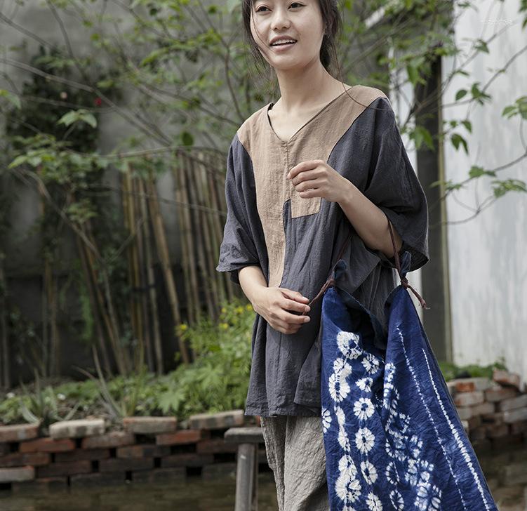 Women's Blouses Original Cotton Linen Women Summer Loose Shirt Lady Patchwork Stitch Short Sleeve Femme Tops Simple Matched Cuffs Vintage, As photo
Women's Blouses Original Cotton Linen Women Summer Loose Shirt Lady Patchwork Stitch Short Sleeve Femme Tops Simple Matched Cuffs Vintage, As photo