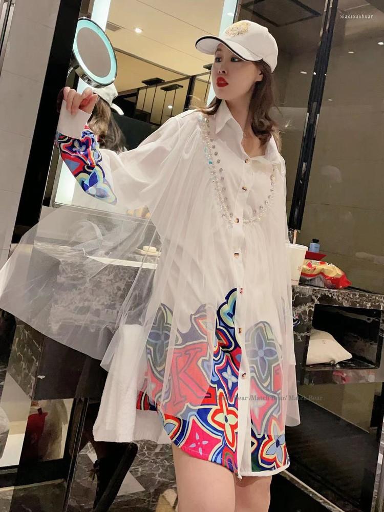 Women's Blouses European Design Niche Spring Chinese Style Printed Beaded Fake Two Piece Sets Long Shirts Women Fashion Streetwear 2022
Women's Blouses European Design Niche Spring Chinese Style Printed Beaded Fake Two Piece Sets Long Shirts Women Fashion Streetwear 2022