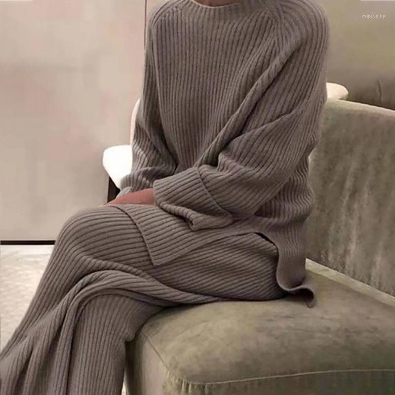 Women' Two Piece Pants Women Knitted Tracksuit Autumn Winter O Neck Solid Color Ladies Casual Home Suit Sweater And Wide Leg Sets, Grey
Women' Two Piece Pants Women Knitted Tracksuit Autumn Winter O Neck Solid Color Ladies Casual Home Suit Sweater And Wide Leg Sets, Grey
