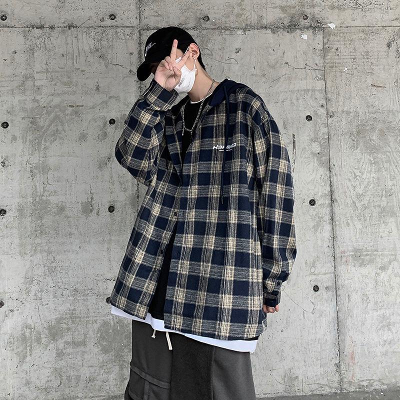 Men's Hoodies Spring Streetwear Hooded Plaid Shirt Men Long Sleeve Harajuku Fashion Print Cotton Oversized Couple Clothes, Blue
Men's Hoodies Spring Streetwear Hooded Plaid Shirt Men Long Sleeve Harajuku Fashion Print Cotton Oversized Couple Clothes, Blue