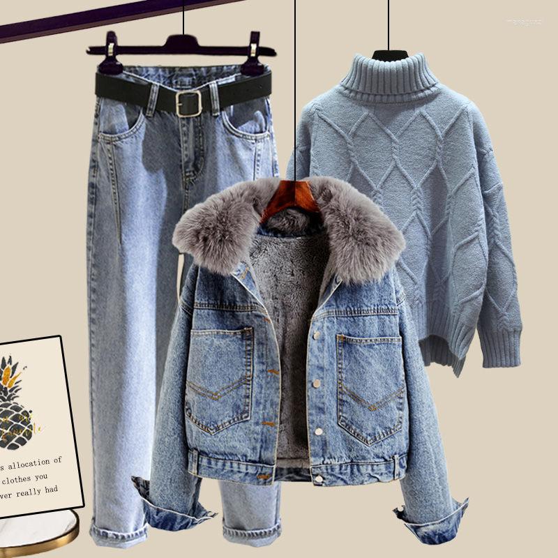 Women' Two Piece Pants Large Size Women Winter Warm Suit Fashion Denim Jacket And Knitting Top Pant Three Set Sportwear Big Matching 4XL, Grey jeans
Women' Two Piece Pants Large Size Women Winter Warm Suit Fashion Denim Jacket And Knitting Top Pant Three Set Sportwear Big Matching 4XL, Grey jeans