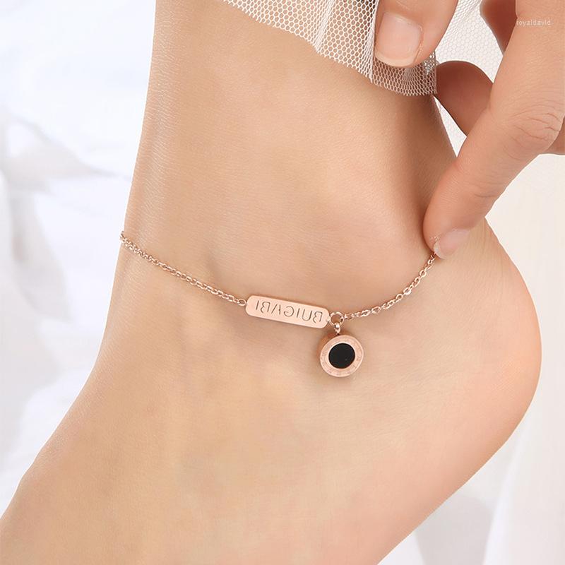 Anklets Luxury Rose Gold Stainless Steel Roman Numerals Anklet Bracelet On The Leg Women Ladies Foot Jewelry Not Fade
Anklets Luxury Rose Gold Stainless Steel Roman Numerals Anklet Bracelet On The Leg Women Ladies Foot Jewelry Not Fade