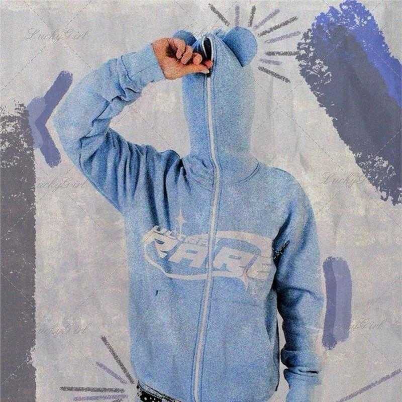 winter men hoodie sweatshirt designer hoodies bear ears letter print hip hop zipper cardigan sweater oversize outerwear 2 colors, White 
winter men hoodie sweatshirt designer hoodies bear ears letter print hip hop zipper cardigan sweater oversize outerwear 2 colors, White