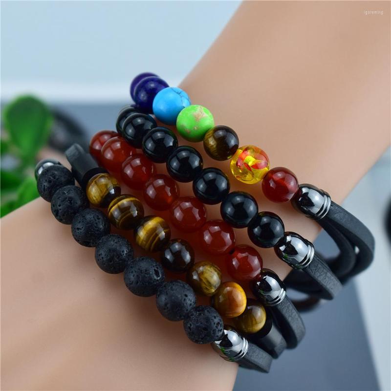 Strand Selling High Quality Natural Stone Leather Bracelet Men's Temperament Simple Stainless Steel Wholesale
Strand Selling High Quality Natural Stone Leather Bracelet Men's Temperament Simple Stainless Steel Wholesale